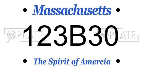123B30 Massachusetts License Plate