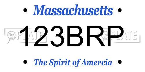 123BRP Massachusetts License Plate
