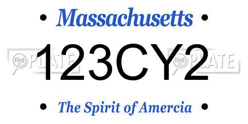 123CY2 Massachusetts License Plate