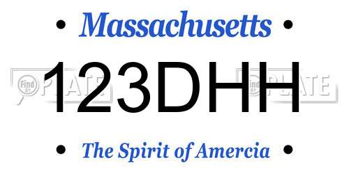 123DHH Massachusetts License Plate