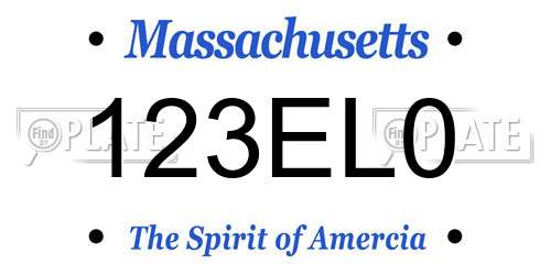 123EL0 Massachusetts License Plate