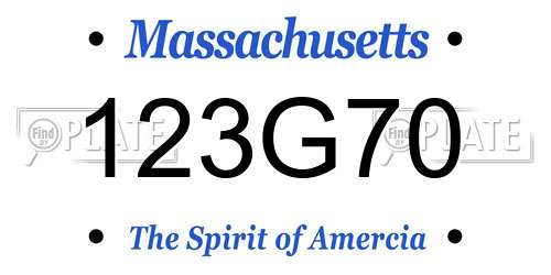 123G70 Massachusetts License Plate