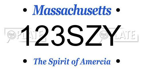 123SZY Massachusetts License Plate