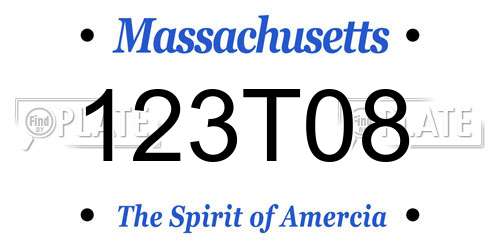 123T08 Massachusetts License Plate