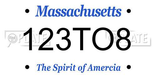 123TO8 Massachusetts License Plate