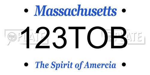 123TOB Massachusetts License Plate