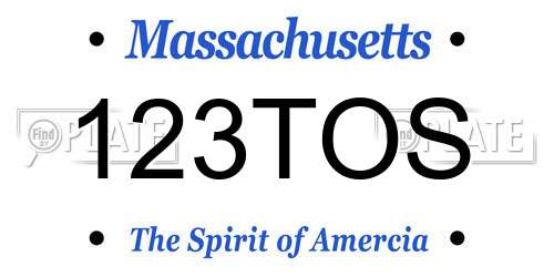 123TOS Massachusetts License Plate