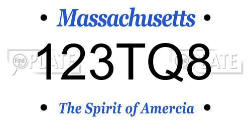 123TQ8 Massachusetts License Plate