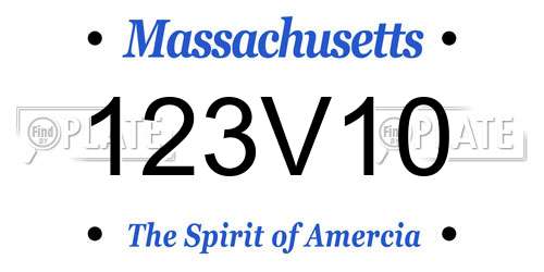 123V10 Massachusetts License Plate