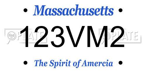 123VM2 Massachusetts License Plate