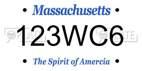 123WC6 Massachusetts License Plate