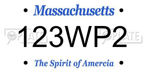 123WP2 Massachusetts License Plate
