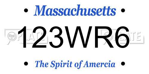 123WR6 Massachusetts License Plate