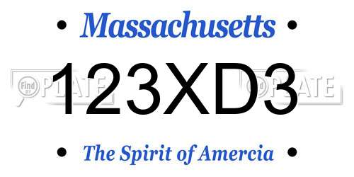 123XD3 Massachusetts License Plate