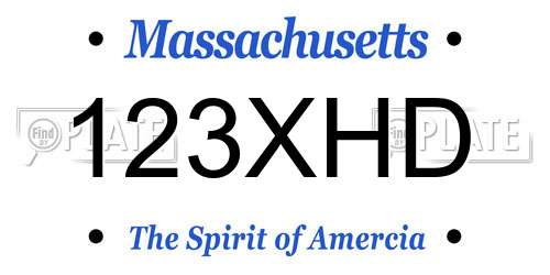 123XHD Massachusetts License Plate