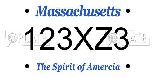 123XZ3 Massachusetts License Plate