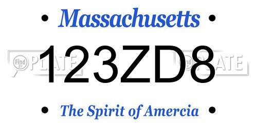 123ZD8 Massachusetts License Plate