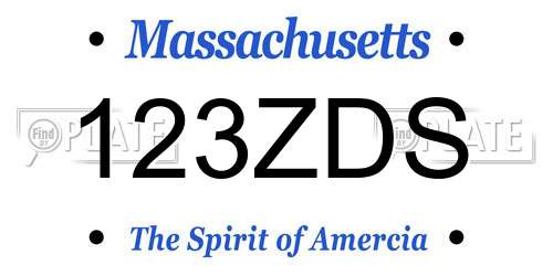 123ZDS Massachusetts License Plate