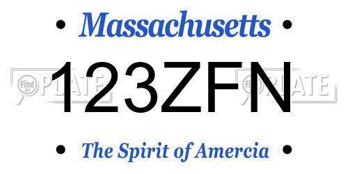 123ZFN Massachusetts License Plate