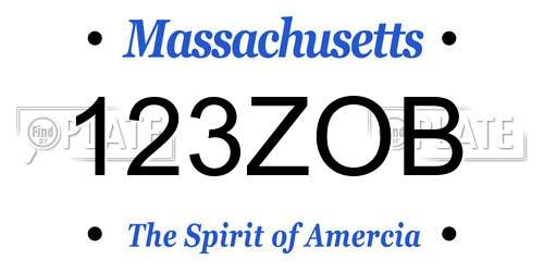 123ZOB Massachusetts License Plate