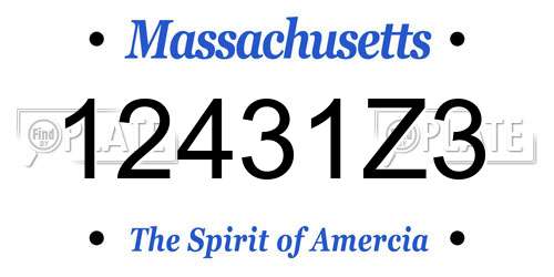 12431Z3 Massachusetts License Plate