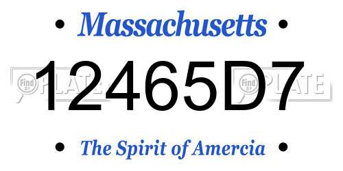 12465D7 Massachusetts License Plate