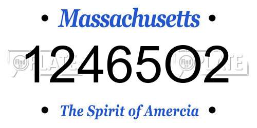 12465O2 Massachusetts License Plate