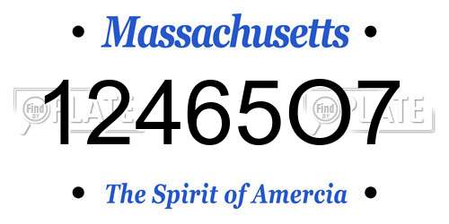 12465O7 Massachusetts License Plate