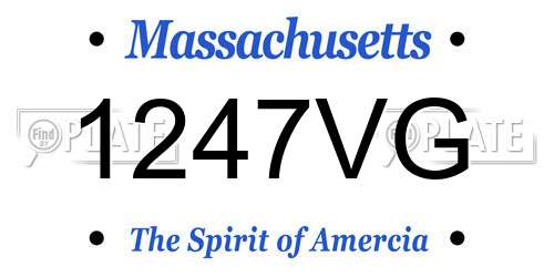 1247VG Massachusetts License Plate
