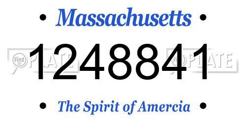 1248841 Massachusetts License Plate