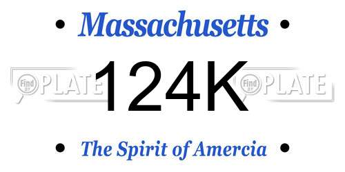 124K Massachusetts License Plate