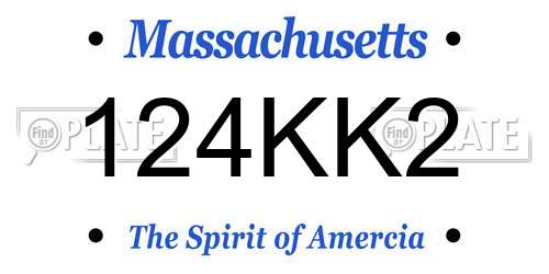 124KK2 Massachusetts License Plate