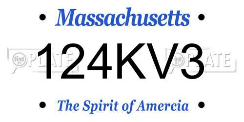124KV3 Massachusetts License Plate