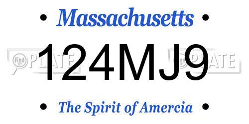 124MJ9 Massachusetts License Plate