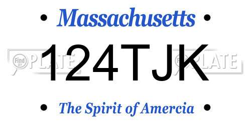 124TJK Massachusetts License Plate