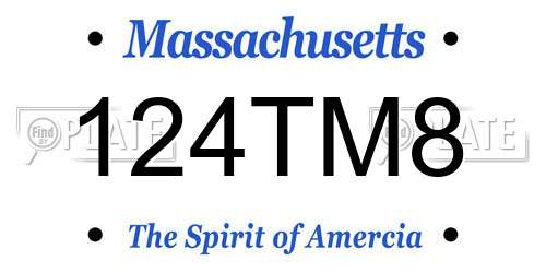 124TM8 Massachusetts License Plate