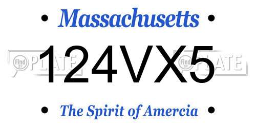 124VX5 Massachusetts License Plate