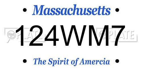 124WM7 Massachusetts License Plate