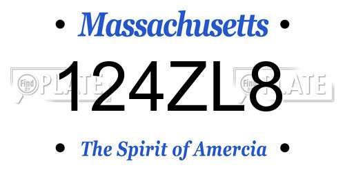 124ZL8 Massachusetts License Plate