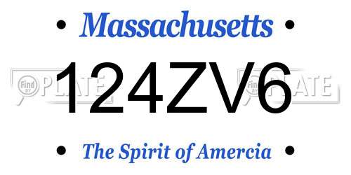 124ZV6 Massachusetts License Plate