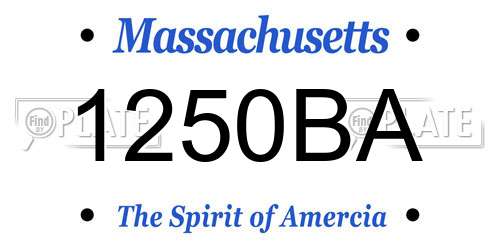 1250BA Massachusetts License Plate