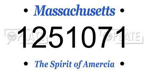 1251071 Massachusetts License Plate