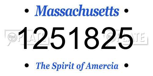 1251825 Massachusetts License Plate