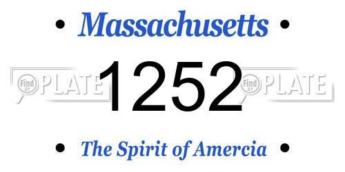 1252 Massachusetts License Plate