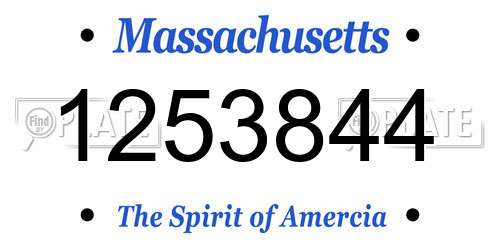 1253844 Massachusetts License Plate