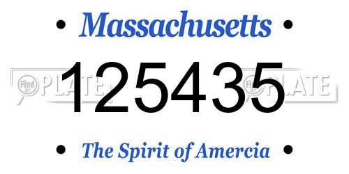 125435 Massachusetts License Plate