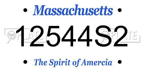 12544S2 Massachusetts License Plate