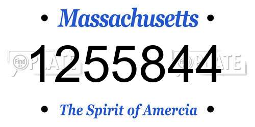 1255844 Massachusetts License Plate