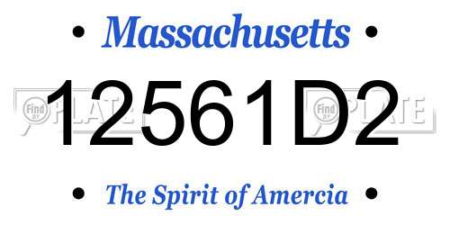 12561D2 Massachusetts License Plate