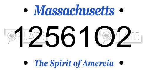 12561O2 Massachusetts License Plate